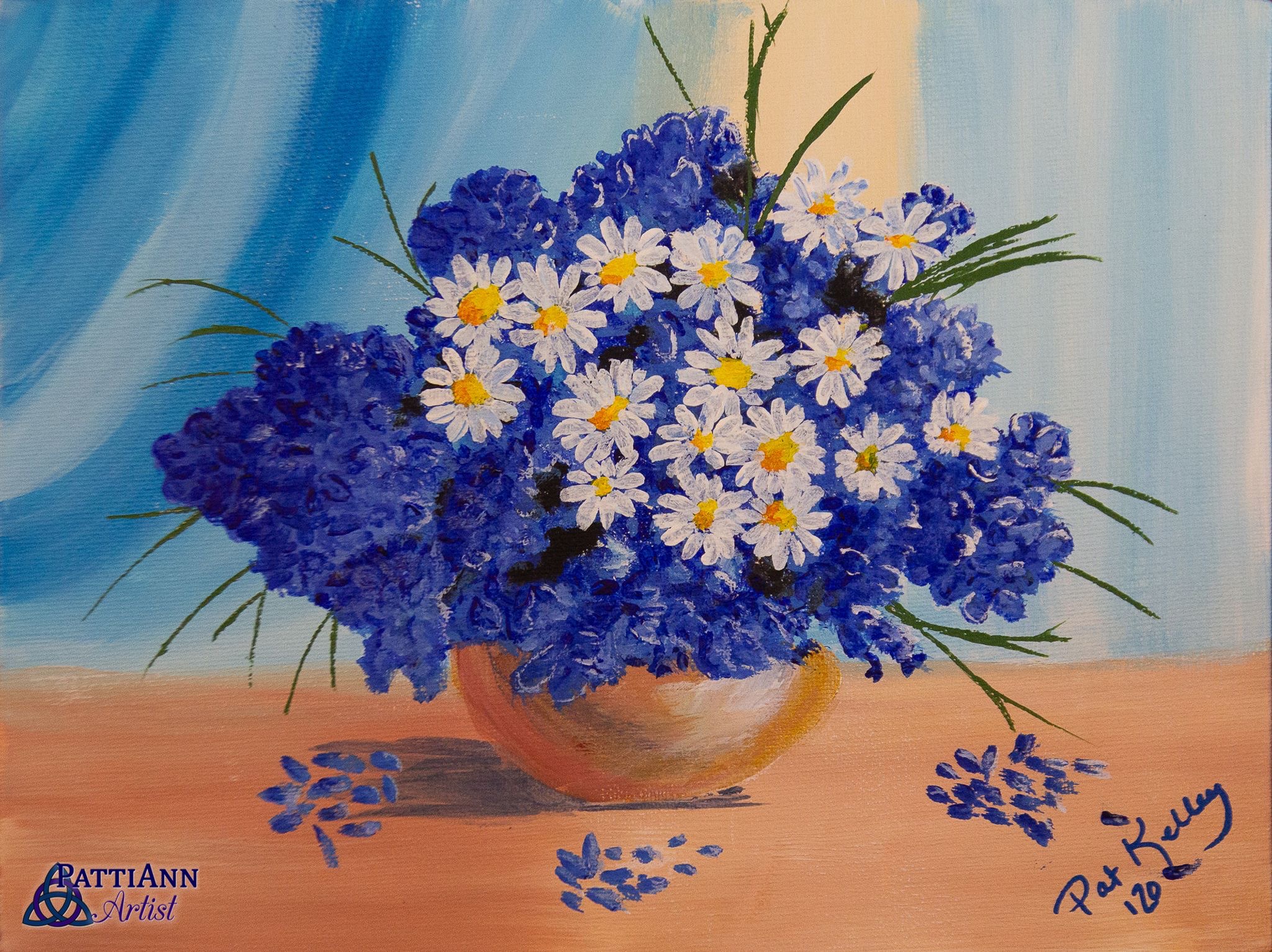 Daisies In Blue PattiAnn S Art   Daisies In Blue 